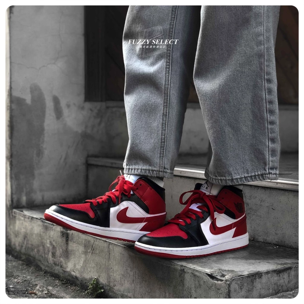 Air Jordan 1 Mid Bred Toe 黑紅 芝加哥 554724-079 BQ6472-細節圖5