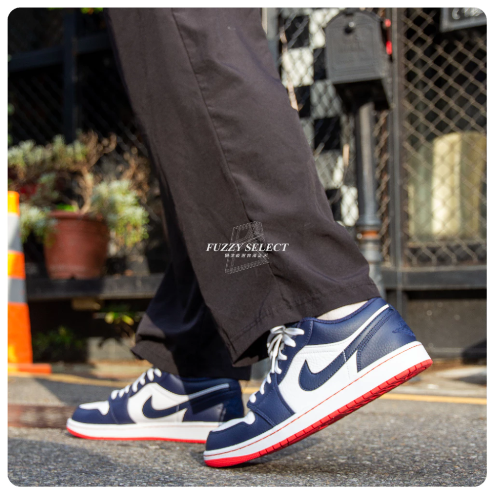 Air Jordan 1 Low Ember Glow 黑曜石藍 午夜藍 紅底 553558-481-細節圖3