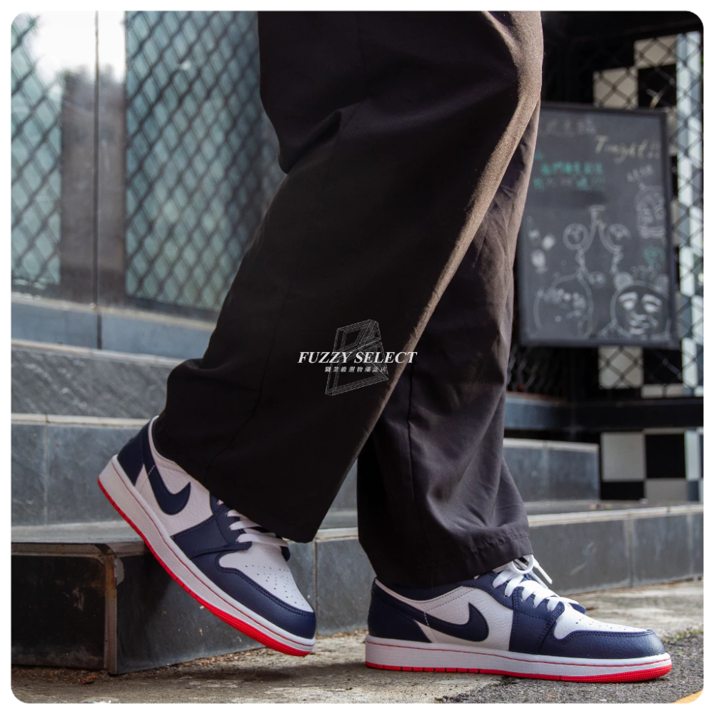 Air Jordan 1 Low Ember Glow 黑曜石藍 午夜藍 紅底 553558-481-細節圖4