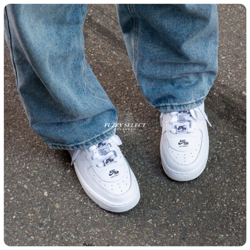 Nike Air Force 1 GS 串標 百搭 全白 白黑 CJ4092-100-細節圖5