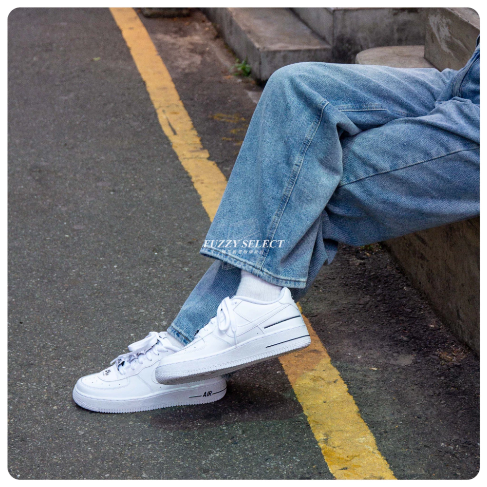 Nike Air Force 1 GS 串標 百搭 全白 白黑 CJ4092-100-細節圖6