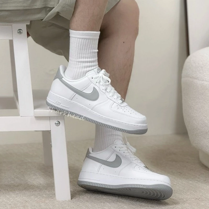 Nike Αir Force 1 淺灰 灰白 熊貓 黑 白 撞色 灰 FJ4146-100-細節圖8