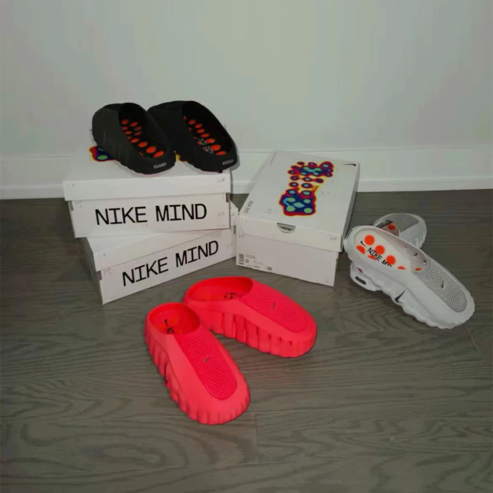 ΝΙKE Mind 001 穆勒鞋 拖鞋 灰色 黑色 紅色 HQ4307-003 HQ4307-001-細節圖3