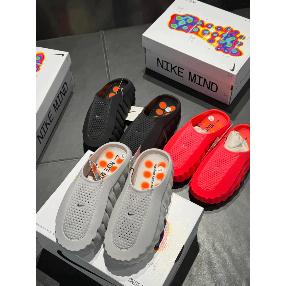 ΝΙKE Mind 001 穆勒鞋 拖鞋 灰色 黑色 紅色 HQ4307-003 HQ4307-001-細節圖8