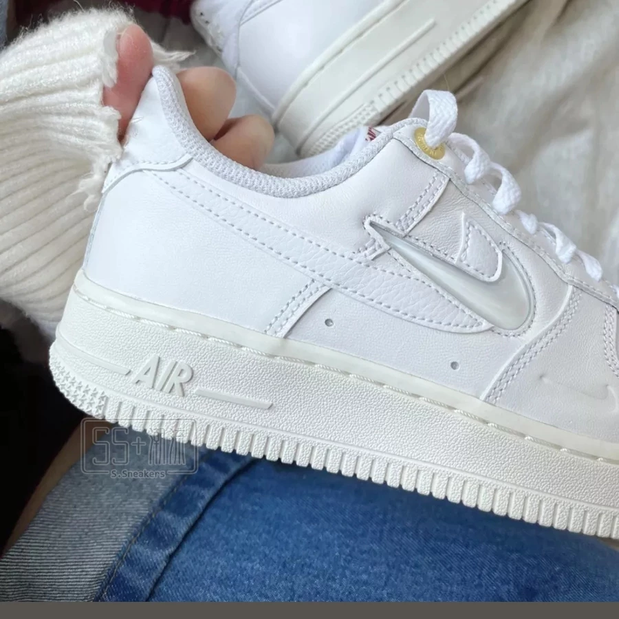 NIKE AIR FORCE 1 AF1 40週年 白 全白 果凍 小勾 雙勾 白金 DZ5616-100-細節圖2