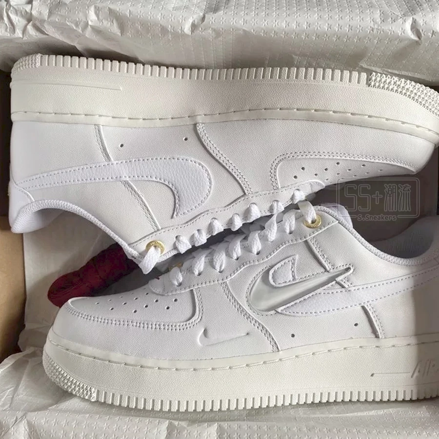 NIKE AIR FORCE 1 AF1 40週年 白 全白 果凍 小勾 雙勾 白金 DZ5616-100-細節圖5