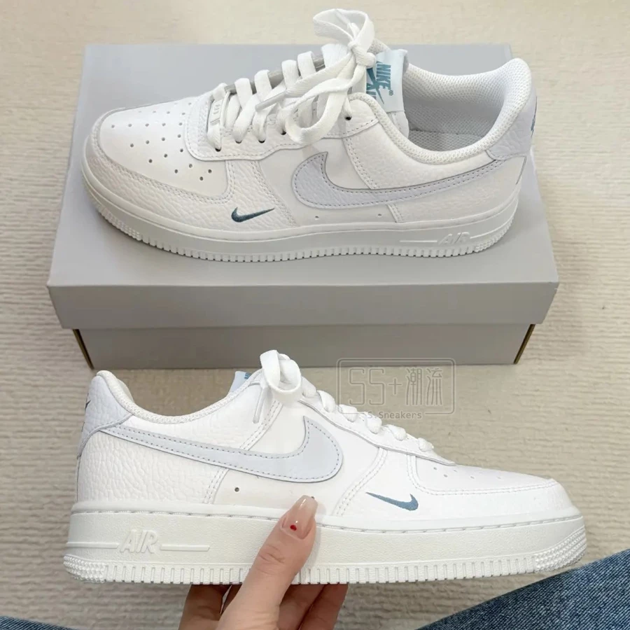Nike Air Force 1 07 AF1 刺繡 小勾 藍勾 小藍勾 白色 白藍 淺藍 寶寶藍 HV2511-100-細節圖2