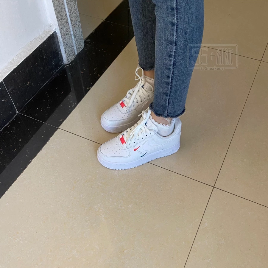Nike Air Force 1 AF1 休閒鞋 邁阿密海豚隊 南灣 全白 刺繡 紅藍 雙勾 小勾 CT1989-101-細節圖8