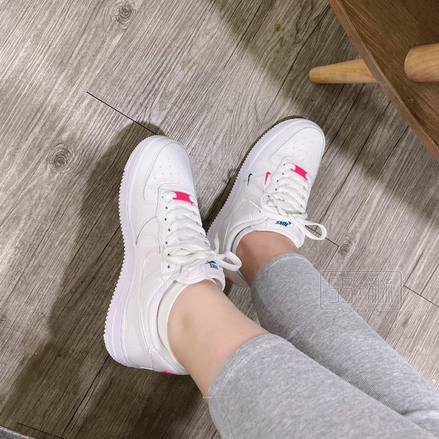 Nike Air Force 1 AF1 休閒鞋 邁阿密海豚隊 南灣 全白 刺繡 紅藍 雙勾 小勾 CT1989-101-細節圖9