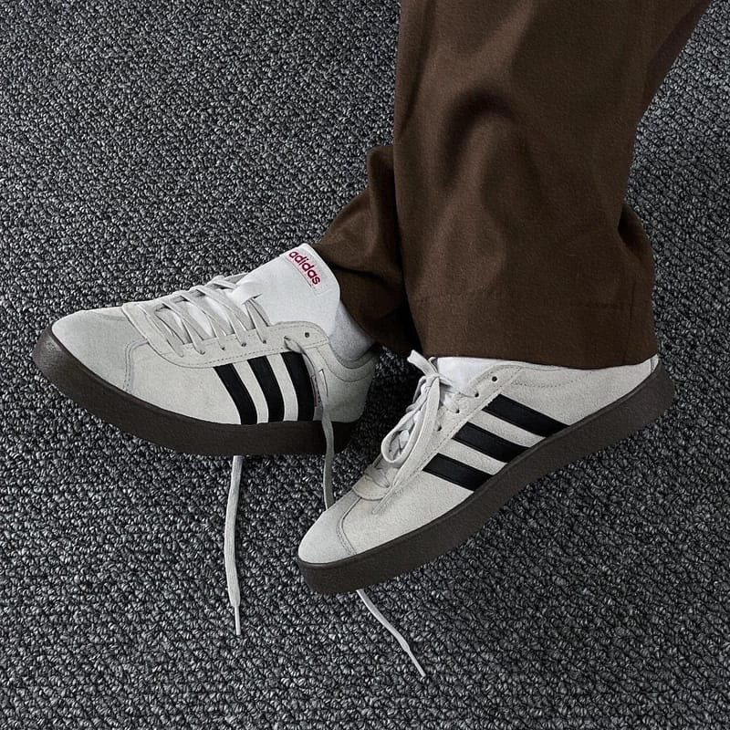 ADIDAS NEO VL COURT 灰 米灰 黑 焦糖底 麂皮 HQ1802 JS3003-細節圖3