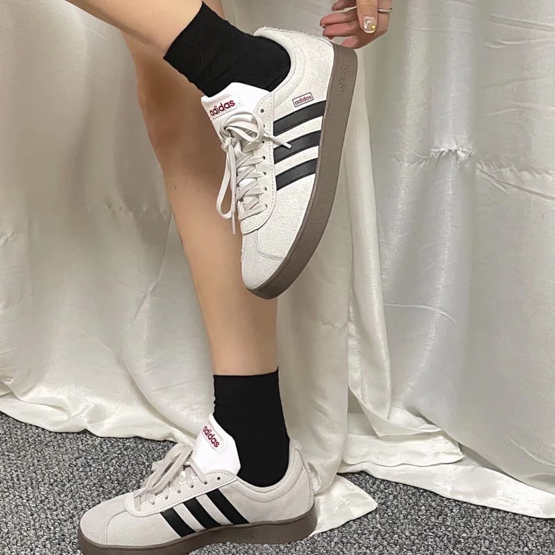 ADIDAS NEO VL COURT 灰 米灰 黑 焦糖底 麂皮 HQ1802 JS3003-細節圖5