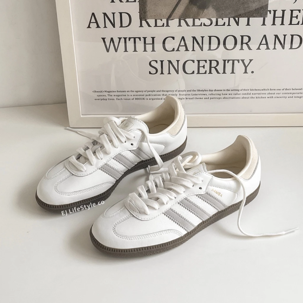 ADIDAS SAMBA OG 牛奶白灰 奶油色 米色 白色 灰色 焦糖底 男女鞋 IH4880-細節圖6