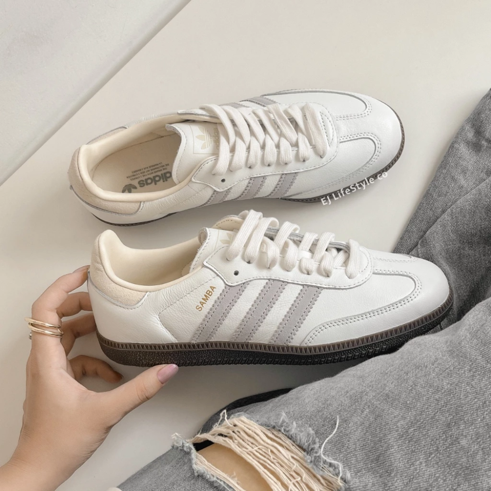 ADIDAS SAMBA OG 牛奶白灰 奶油色 米色 白色 灰色 焦糖底 男女鞋 IH4880-細節圖7