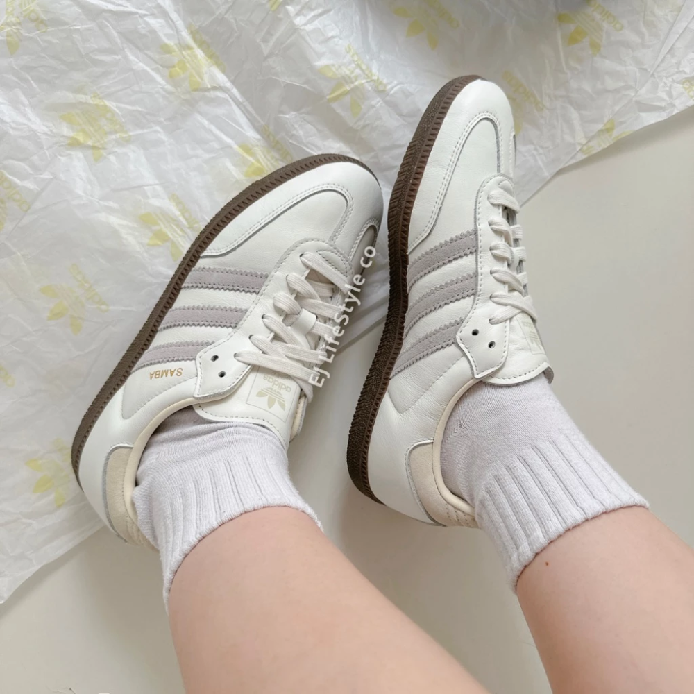 ADIDAS SAMBA OG 牛奶白灰 奶油色 米色 白色 灰色 焦糖底 男女鞋 IH4880-細節圖9