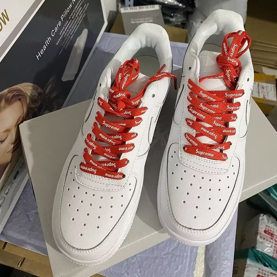 Supreme x Nike Air Force 1 聯名款 滿版 鞋帶 白 CU9225-100黑CU9225-001-細節圖2