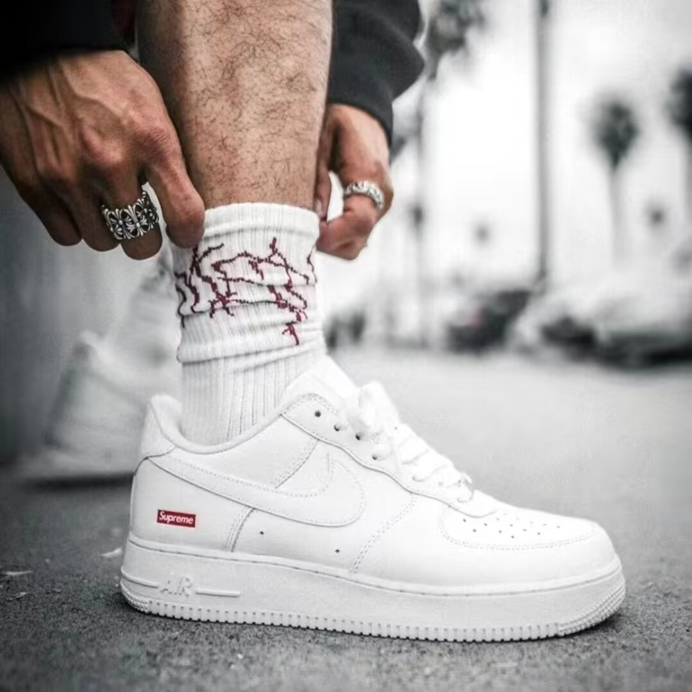 Supreme x Nike Air Force 1 聯名款 滿版 鞋帶 白 CU9225-100黑CU9225-001-細節圖3
