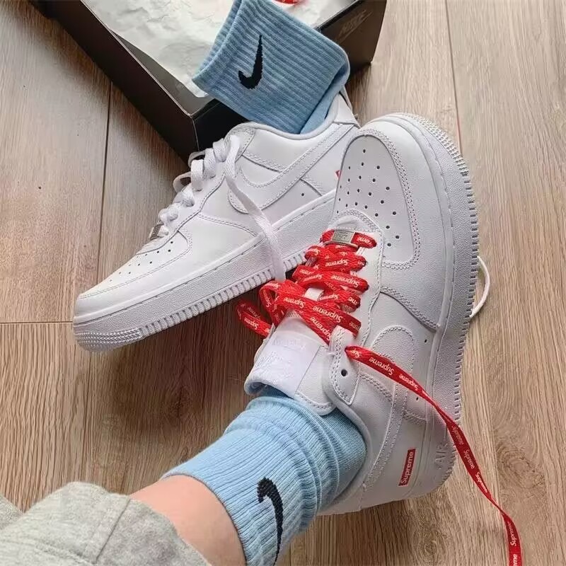 Supreme x Nike Air Force 1 聯名款 滿版 鞋帶 白 CU9225-100黑CU9225-001-細節圖4