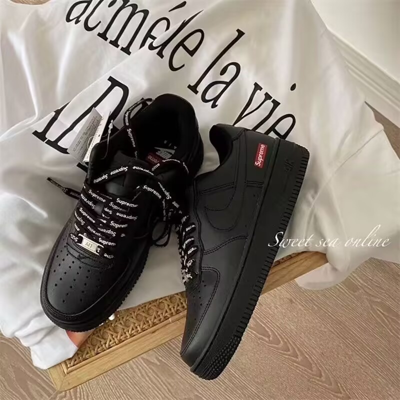 Supreme x Nike Air Force 1 聯名款 滿版 鞋帶 白 CU9225-100黑CU9225-001-細節圖5
