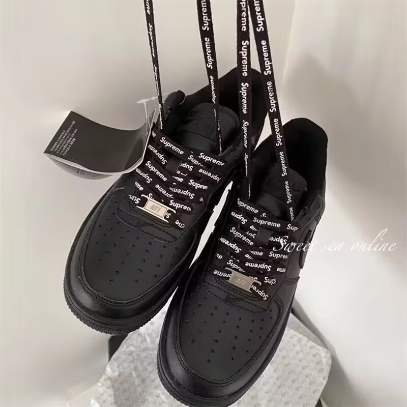 Supreme x Nike Air Force 1 聯名款 滿版 鞋帶 白 CU9225-100黑CU9225-001-細節圖7