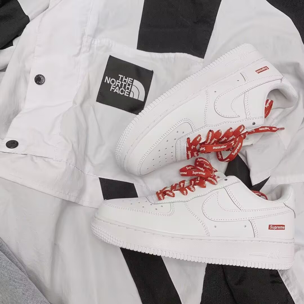 Supreme x Nike Air Force 1 聯名款 滿版 鞋帶 白 CU9225-100黑CU9225-001-細節圖9