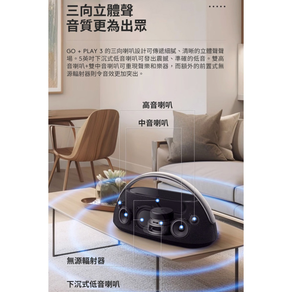 harman/kardon 哈曼卡頓 – GO+PLAY 3 便攜式藍牙喇叭 便攜喇叭 無線喇叭 手提喇叭 派對喇叭-細節圖6