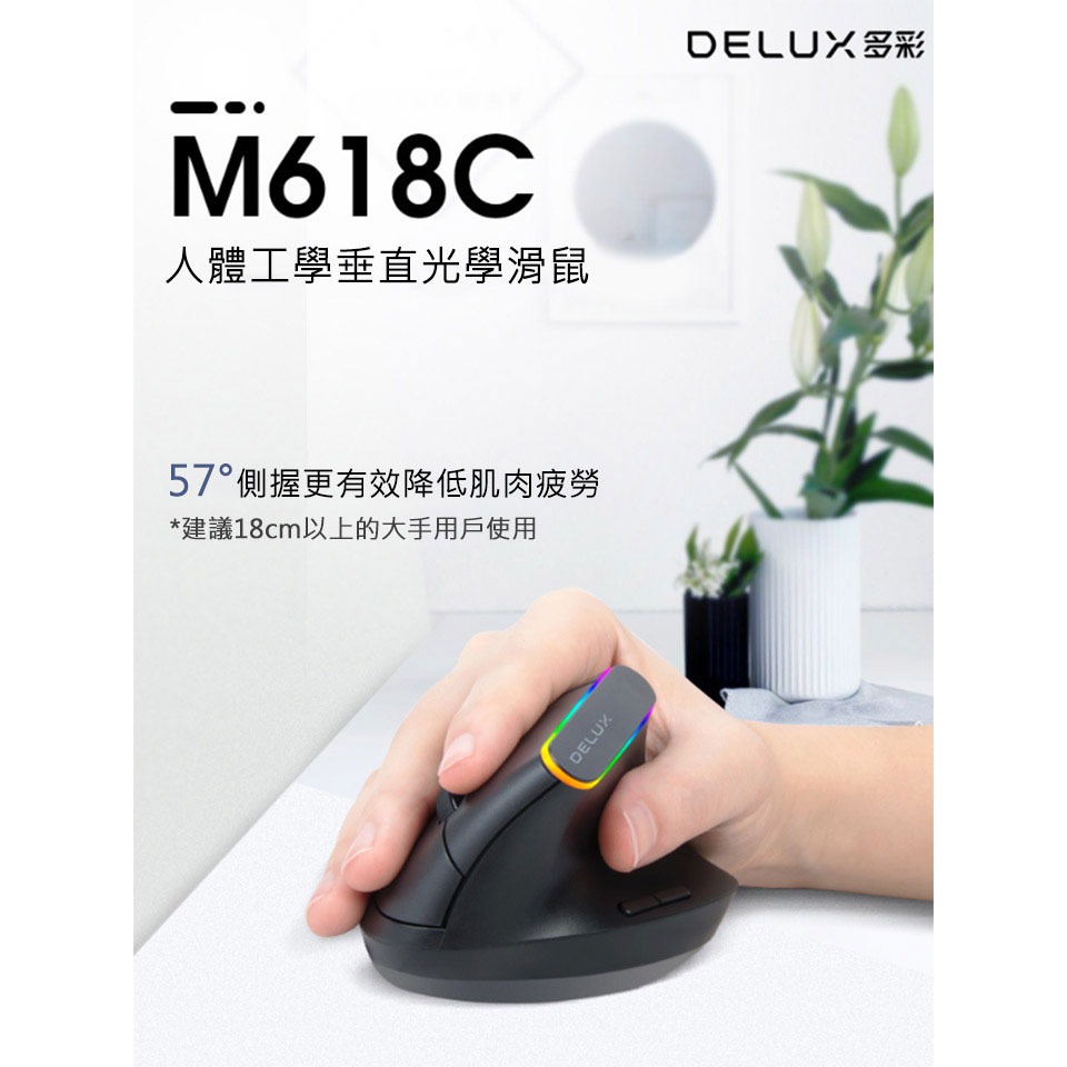 DeLUX M618C 垂直光學滑鼠-細節圖2