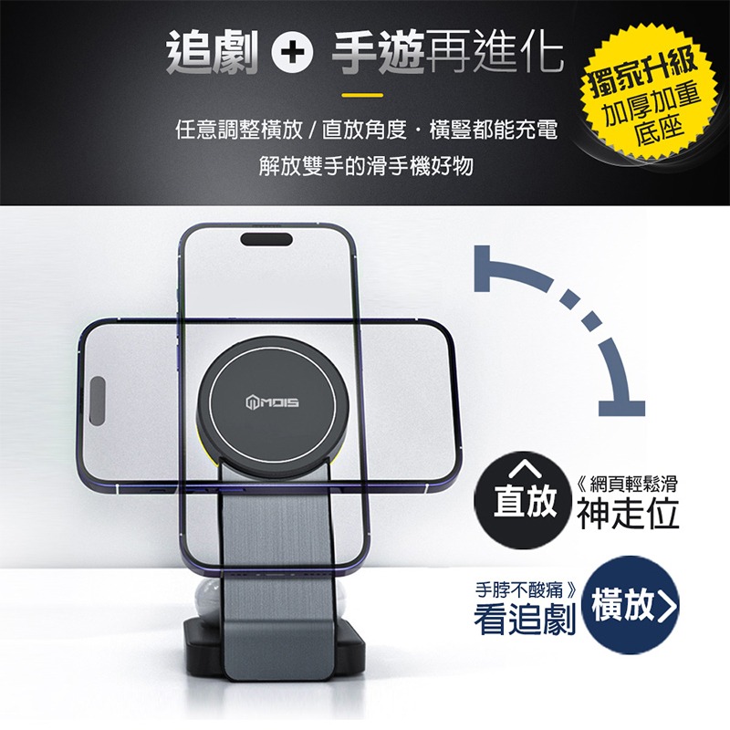 MOIS 摩世 三合一磁吸無線充電座 iPhone MagSafe AirPods Pro Apple Watch-細節圖5