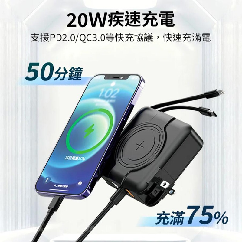 Nisda NS-A338 自帶線萬用充行動電源(10000mAh) 多合一行動電源 插頭行動電源 旅行行動電源-細節圖5