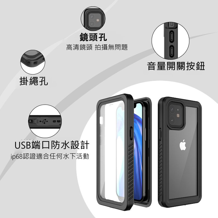 軍規防水殼 iPhone 14 13 12 11pro max 三防手機殼 IP68防水 全包防塵 潛水游泳-細節圖6
