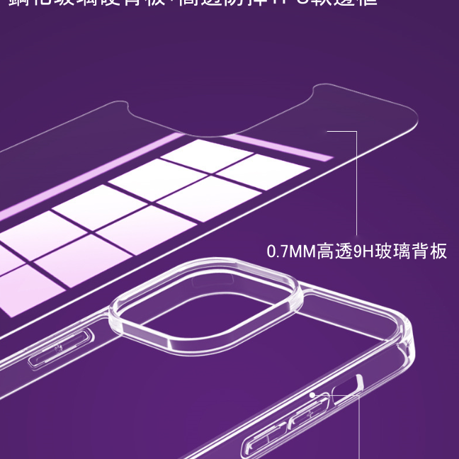 高透 玻璃殼 iPhone14 13 12 11 pro max 矽膠軟邊框 玻璃背蓋 一體成形 手機殼 防摔-細節圖7