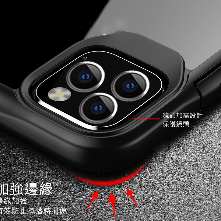 羽盾 TPU軟殼 iPhone 13 12 11 promax金鋼矽膠套 防摔抗震 全包保護殼 輕薄 高透背板 HD晶透-細節圖4