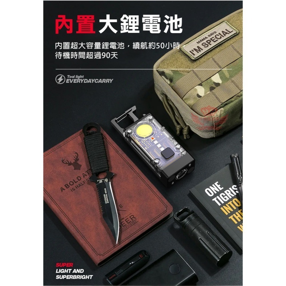 ♕京軒♕Z04多功能鑰匙扣燈 太陽能充電 遠近兩用 高續航 生活防水 應急燈 緊急照明 手電筒 露營燈 便攜燈-細節圖9