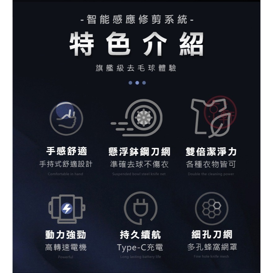 ♕京軒♕智能毛球修剪器《六葉不鏽鋼刀》兩色可選 Type-C充電 電動除毛球機 毛球修剪器 除毛球器 無線除毛球機-細節圖2