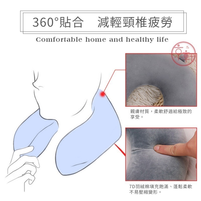 ♕京軒♕U型護頸枕《快速出貨》3色現貨 親膚 頸枕 旅行枕 午睡枕 飛機枕 U型枕 枕頭 羽絨枕-細節圖3