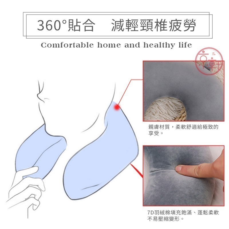 ♕京軒♕U型護頸枕《快速出貨》3色現貨 親膚 頸枕 旅行枕 午睡枕 飛機枕 U型枕 枕頭 羽絨枕-細節圖3