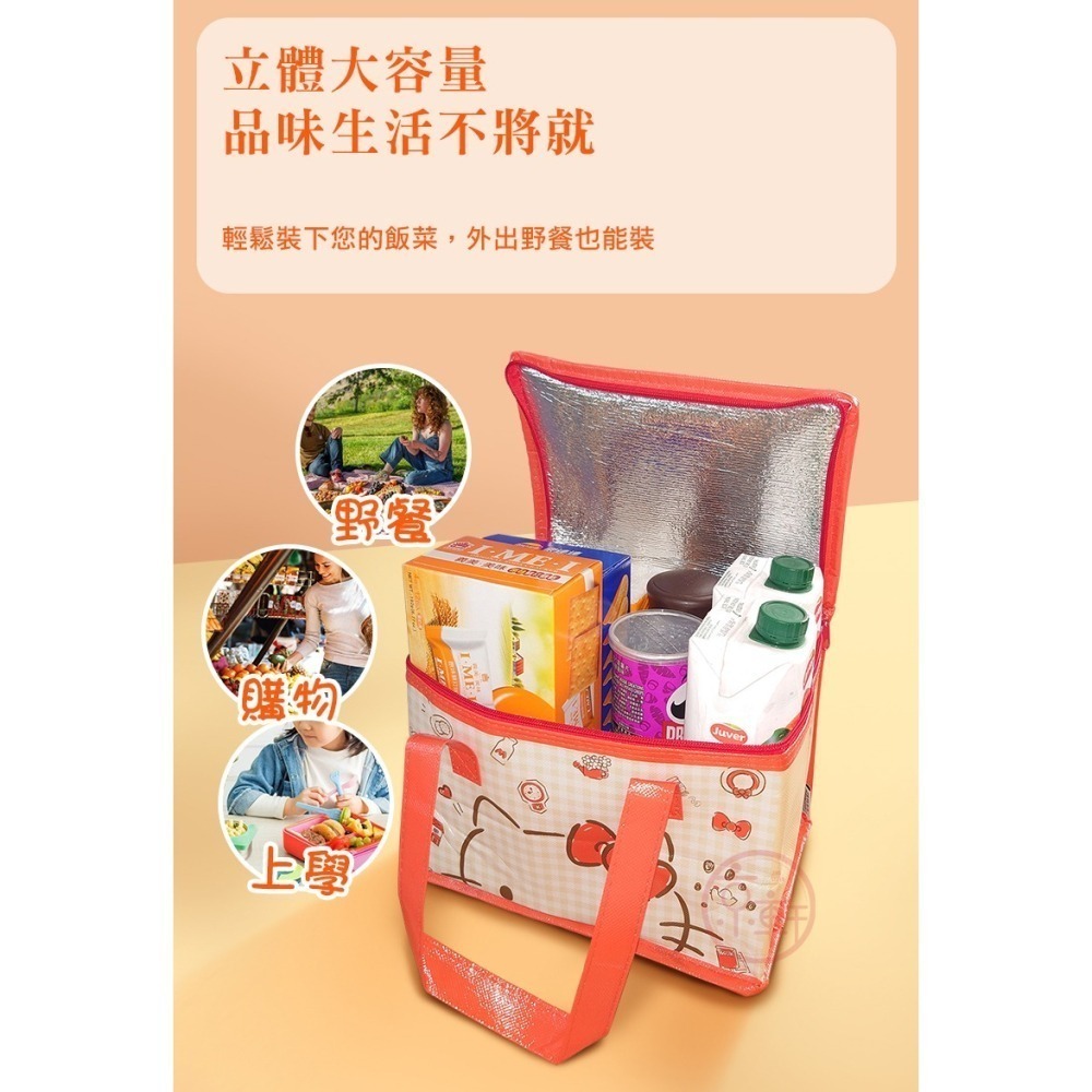 ♕京軒♕Hello Kitty輕便保溫提袋《三麗鷗正版授權+大容量+現貨快速出》保溫袋 保冰袋 便當袋 野餐 露營-細節圖5