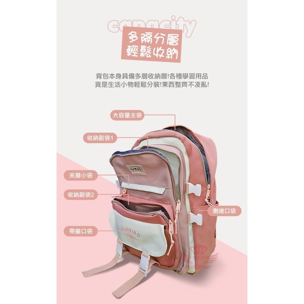 ♕京軒♕韓版兒童減壓書包《送可愛造型吊飾 4色可選 快速出貨》大容量 多層收納 防潑水 旅行 休閒 筆電包 背包-細節圖6