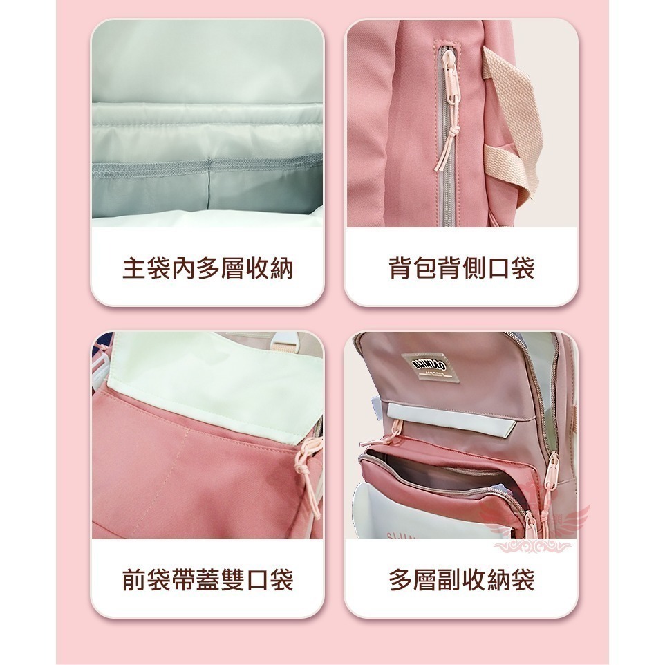 ♕京軒♕韓版兒童減壓書包《送可愛造型吊飾 4色可選 快速出貨》大容量 多層收納 防潑水 旅行 休閒 筆電包 背包-細節圖7