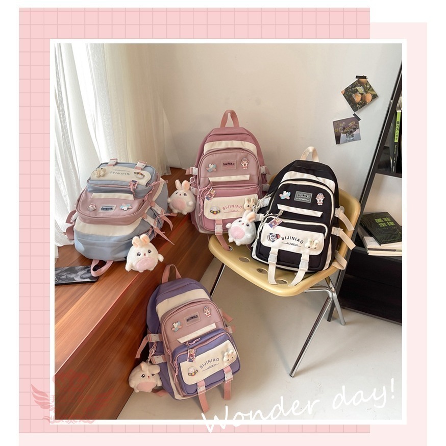 ♕京軒♕韓版兒童減壓書包《送可愛造型吊飾 4色可選 快速出貨》大容量 多層收納 防潑水 旅行 休閒 筆電包 背包-細節圖9