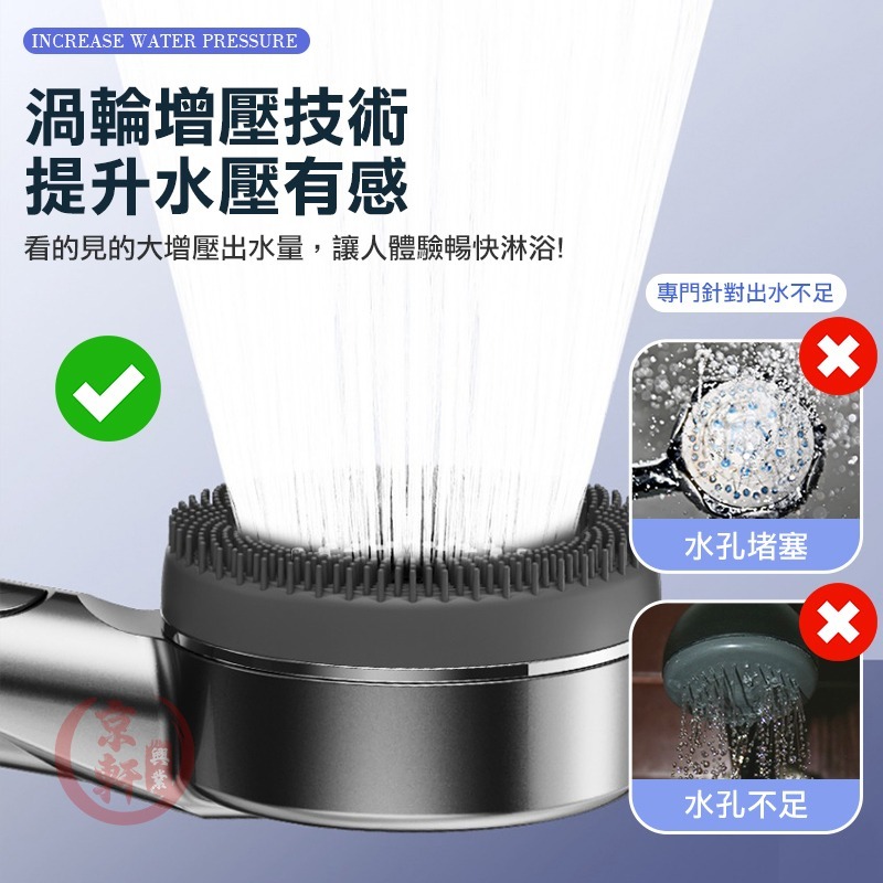 增壓蓮蓬頭 4大模式 SPA按摩 一鍵止水 加壓花灑 蓮蓬頭支架加購｜京軒-細節圖6