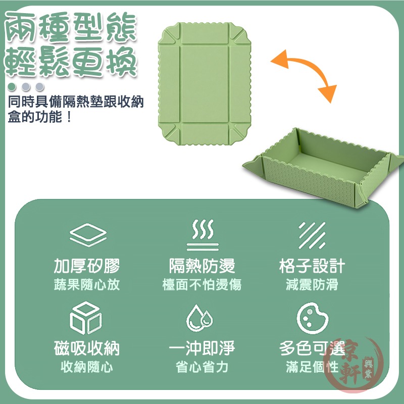♕京軒磁吸隔熱墊 可折疊矽膠隔熱墊 磁吸收納 果盤菜盤 廚房隔熱墊 餐桌防燙墊 露營餐盤-細節圖3