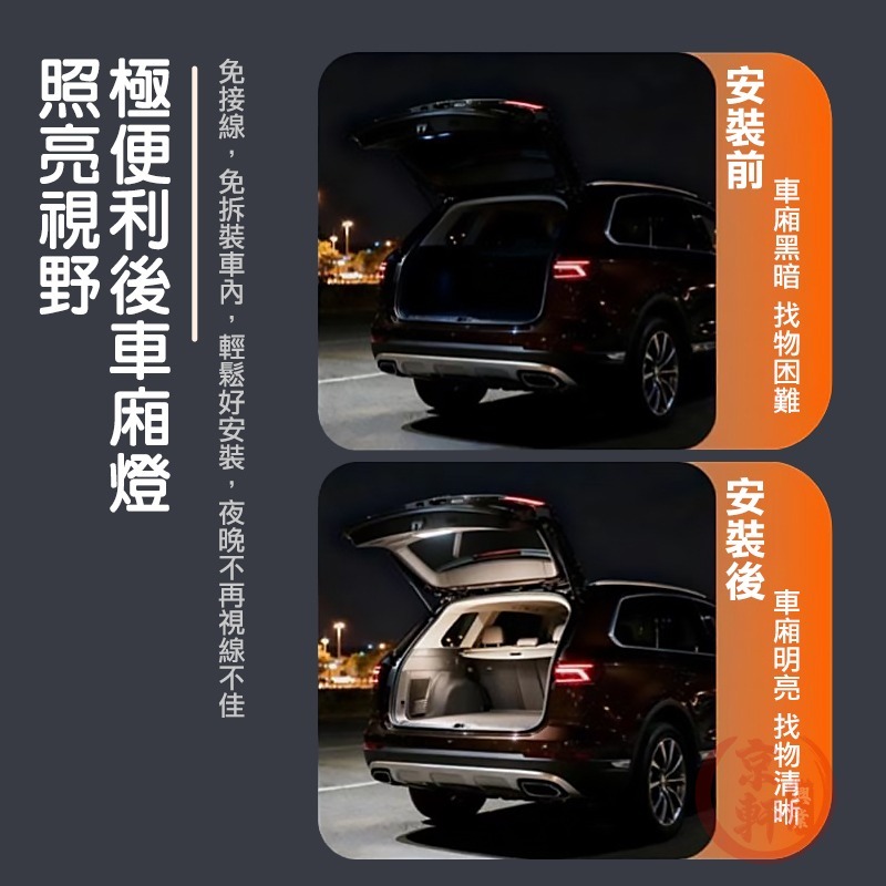 ♕京軒♕重力感應後車廂燈 後備箱燈 即開即亮 感應燈 LED磁吸燈 車內照明 露營燈 太陽能+Type-C充電-細節圖2
