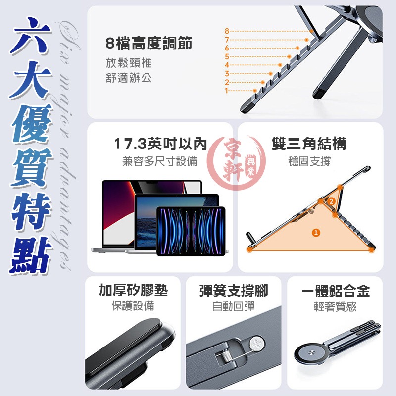 ♕京軒♕磁吸支架 手機支架 平板支架 筆電支架 自拍桿 折疊支架 iPad支架 磁吸手機架 多功能支架-細節圖2