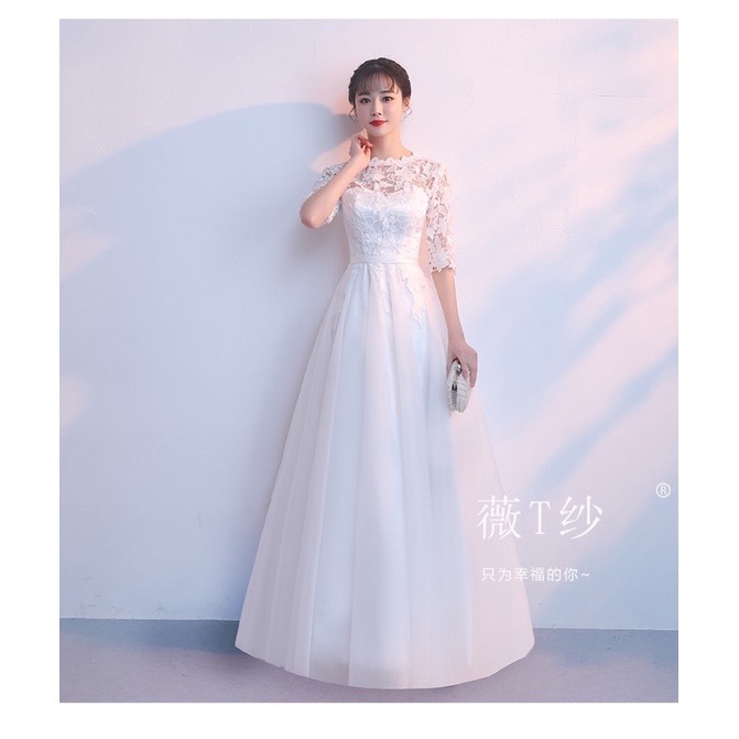 ❤️現貨在台，黑S.M 網紗 蕾絲 蓬蓬裙 敬酒 新娘 結婚 禮服 高貴 紅 氣質 婚禮 伴娘 顯瘦 蕾絲 長裙-細節圖3