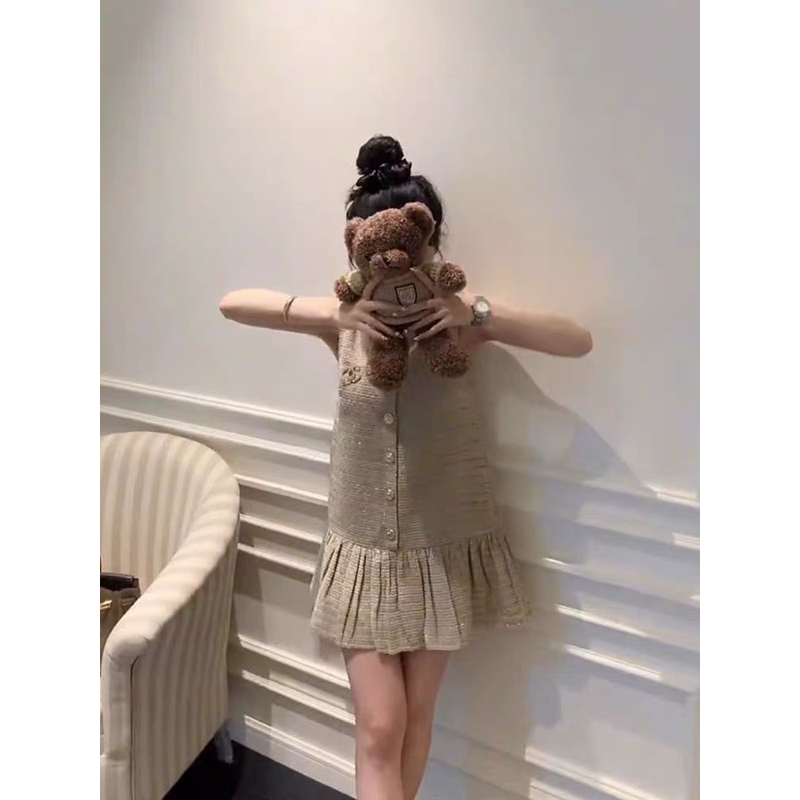 ❤️現貨在台，適合S-L 可愛 亞麻 休閒 背心裙 寬鬆 洋裝 清新 小個子 百搭 小眾 小香風 無袖 連衣裙 魚尾-細節圖7