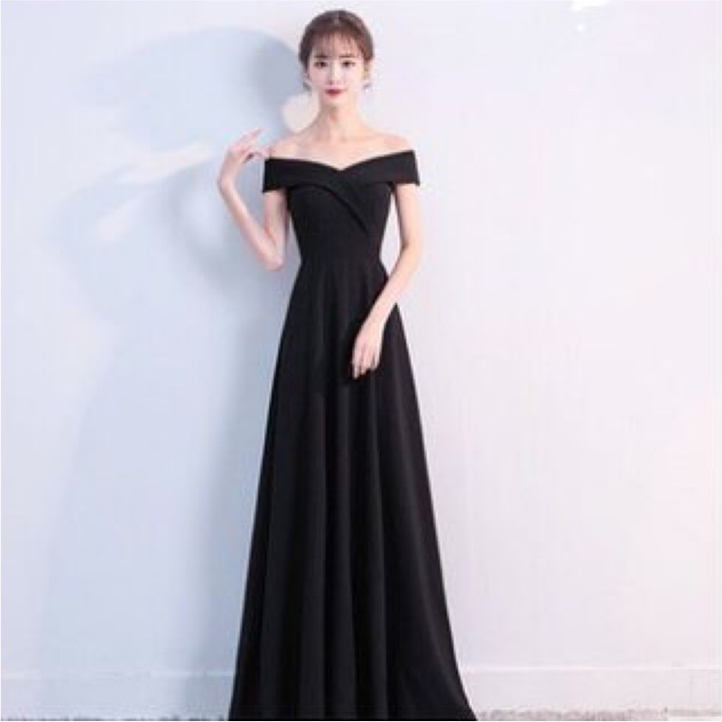 ❤️現貨在台，紅.黑S- 2XL 性感 一字領 宴會 禮服 長裙 修身 顯瘦 大擺 連衣裙 洋裝 喜宴 伴娘 新娘 大紅-細節圖6