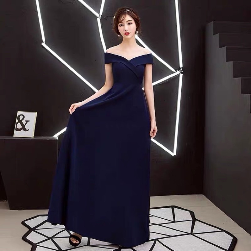 ❤️現貨在台，紅.黑S- 2XL 性感 一字領 宴會 禮服 長裙 修身 顯瘦 大擺 連衣裙 洋裝 喜宴 伴娘 新娘 大紅-細節圖7