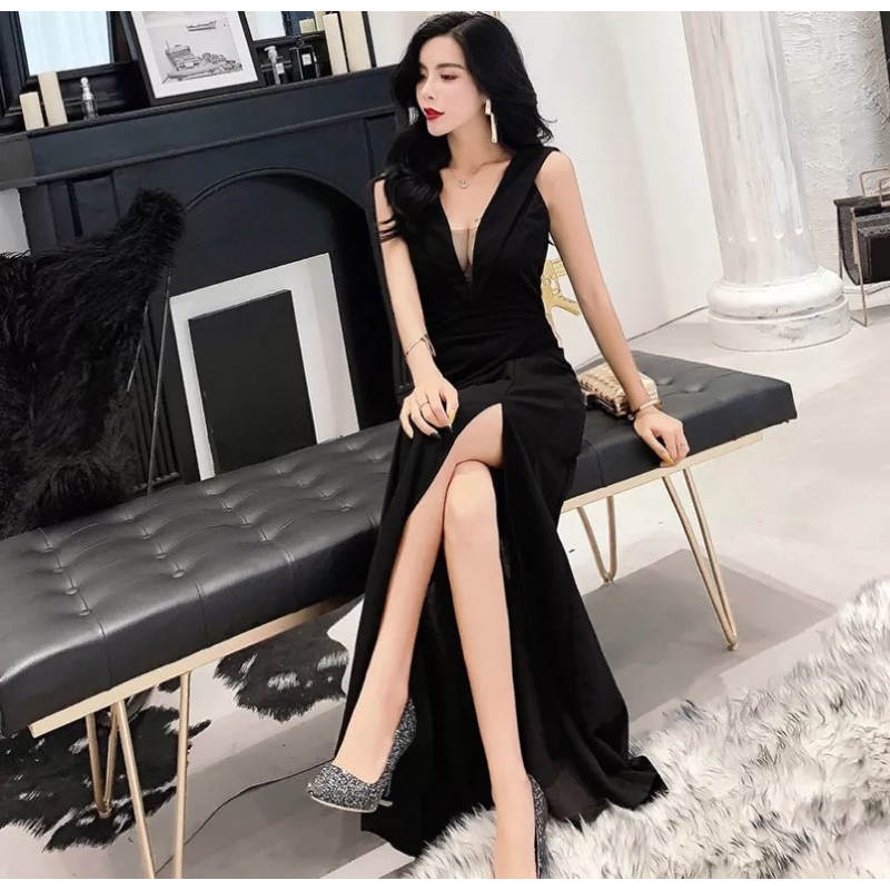 ❤️現貨在台，黑.紅S.M.L 新娘 結婚 敬酒服 修身 性感 魚尾 宴會 伴娘 性感 女神 禮服 長裙 連衣裙 大紅-細節圖2