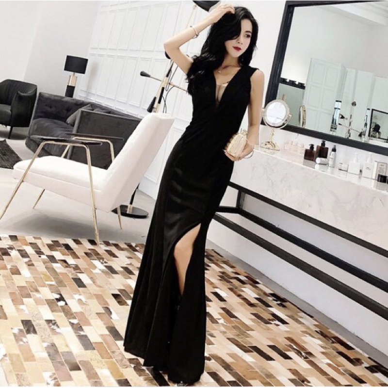 ❤️現貨在台，黑.紅S.M.L 新娘 結婚 敬酒服 修身 性感 魚尾 宴會 伴娘 性感 女神 禮服 長裙 連衣裙 大紅-細節圖4