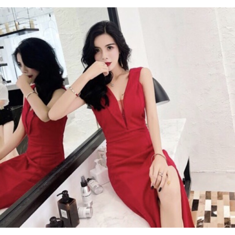 ❤️現貨在台，黑.紅S.M.L 新娘 結婚 敬酒服 修身 性感 魚尾 宴會 伴娘 性感 女神 禮服 長裙 連衣裙 大紅-細節圖7